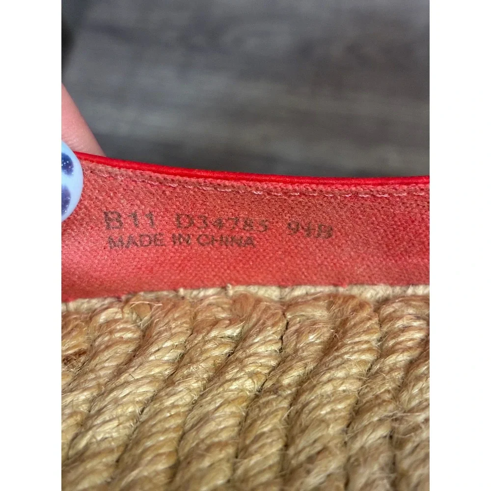 Cole Haan Red Leather Espadrille Flats Women 9.5B D34785 Slip On Jute‎ Sole